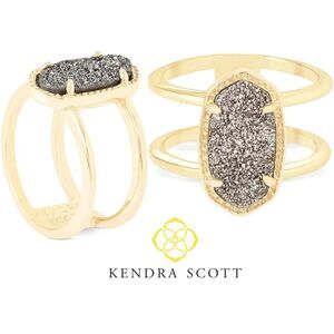Kendra Scott Elyse Ring Gold Platinum Drusy - Size 7